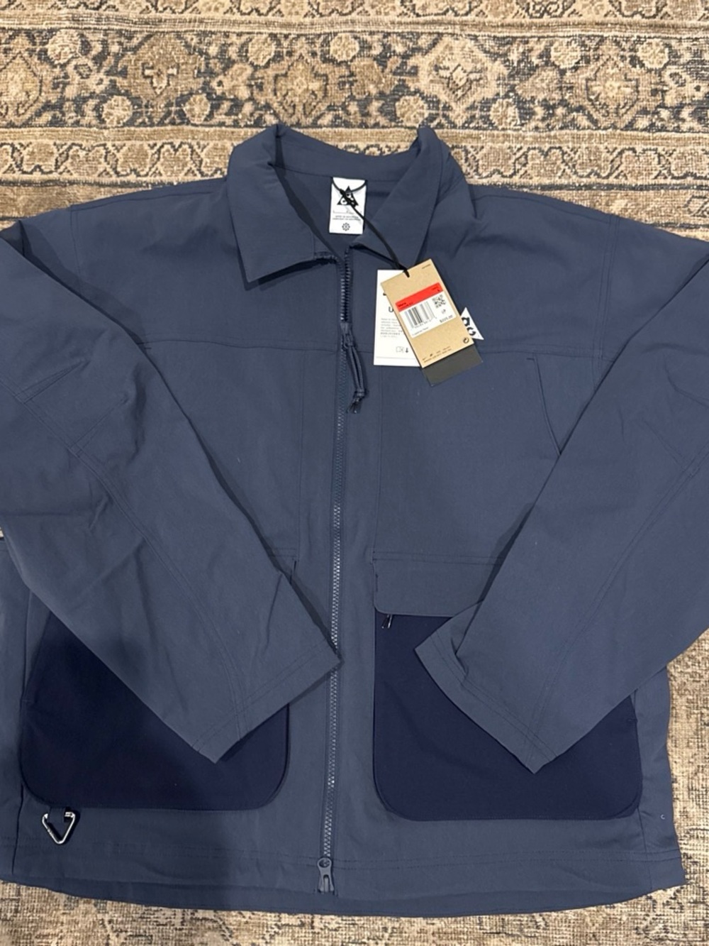 Men's Navy Blue Zip-Front Work Jacket